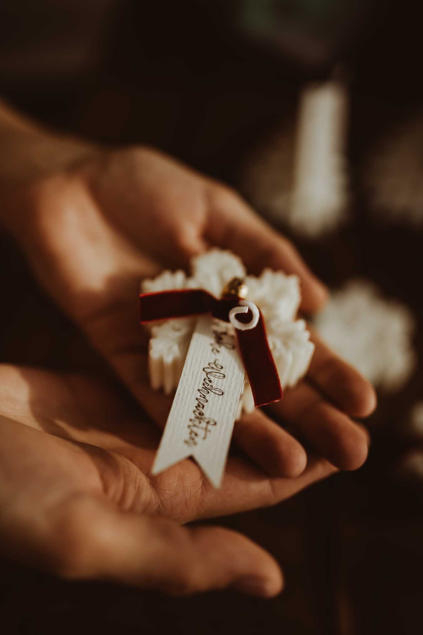 Schneeflocke Rustikal Kerze aus Bio-Sojawachs